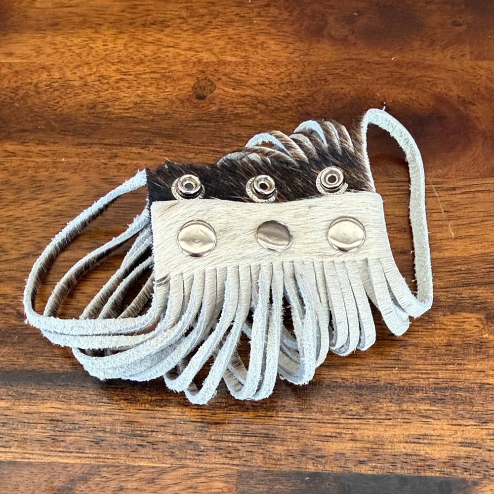 Fringe Leather Bracelet with Snap Closure